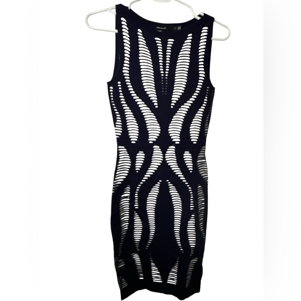 Karen Millen Geo Textured Bodycon Mini Knit Dress
